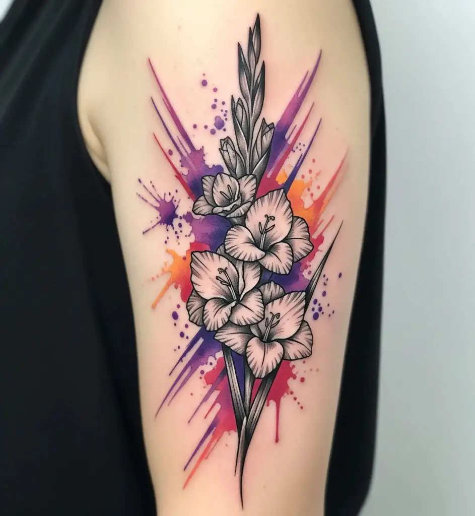Color Splash Gladiolus Tattoo