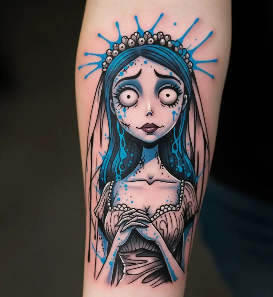 Color Splash Tattoo of Corpse Bride