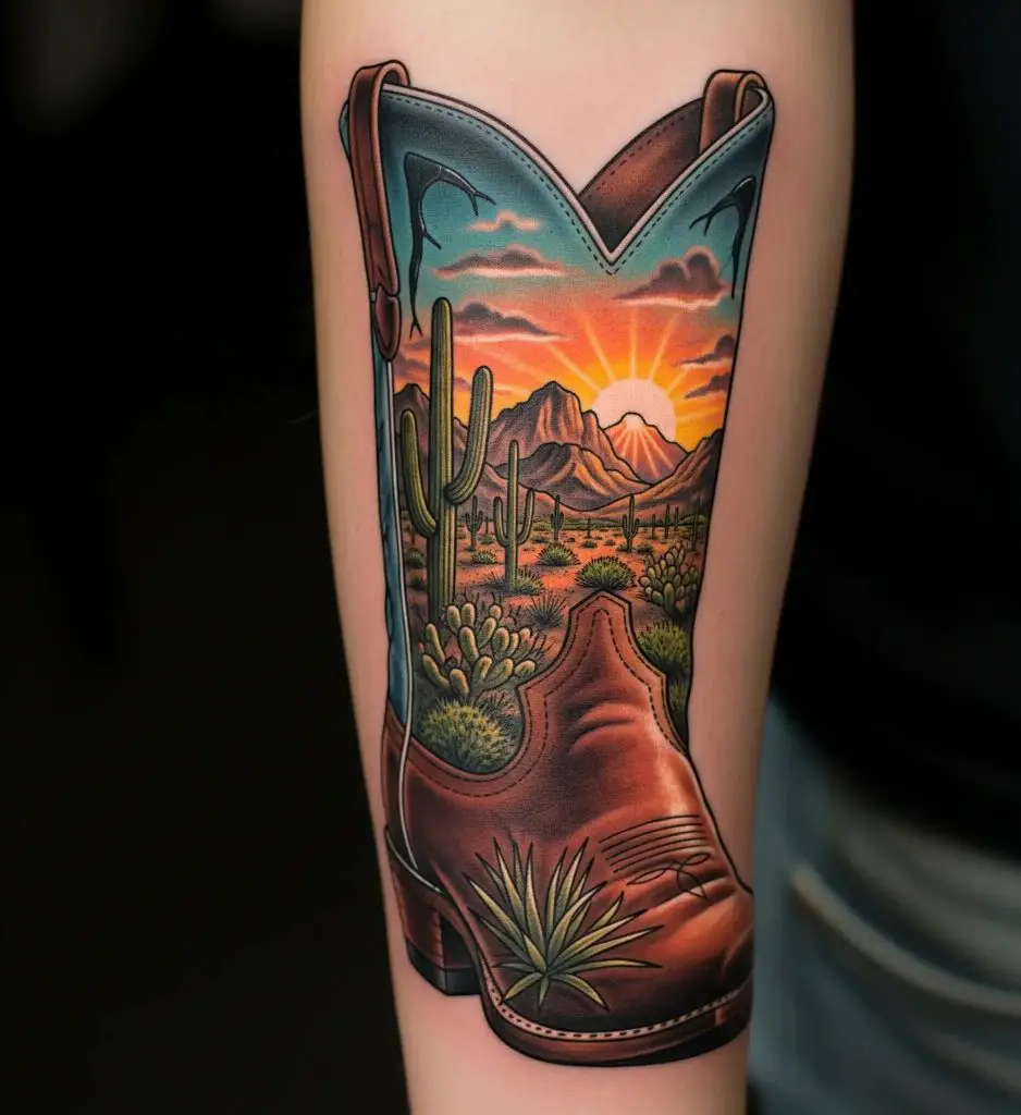 Cowboy Boot with Desert Scene
