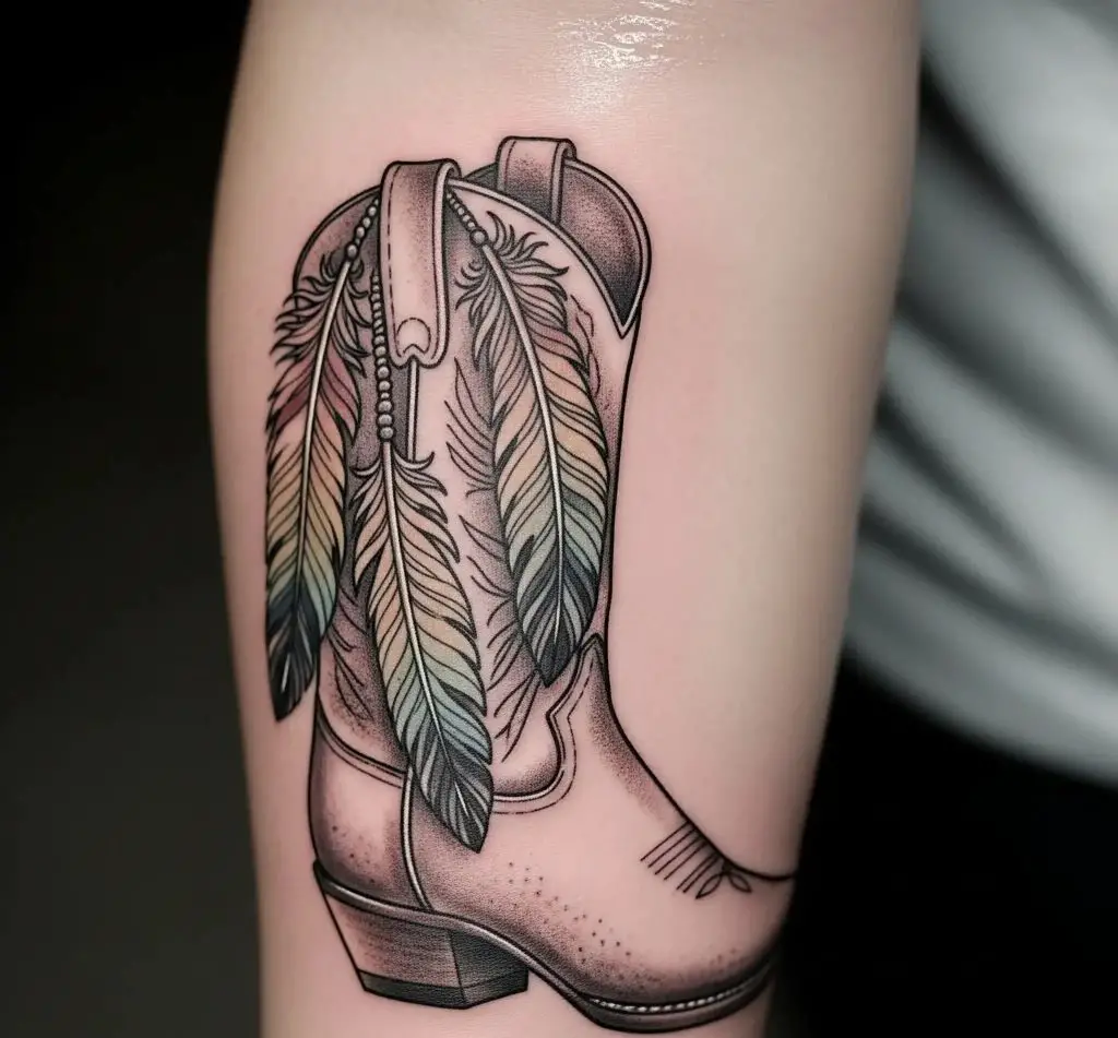 Cowboy Boot with Feather Details