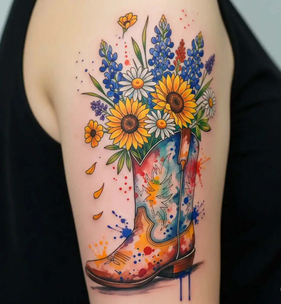 Cowboy Boot with Flowers