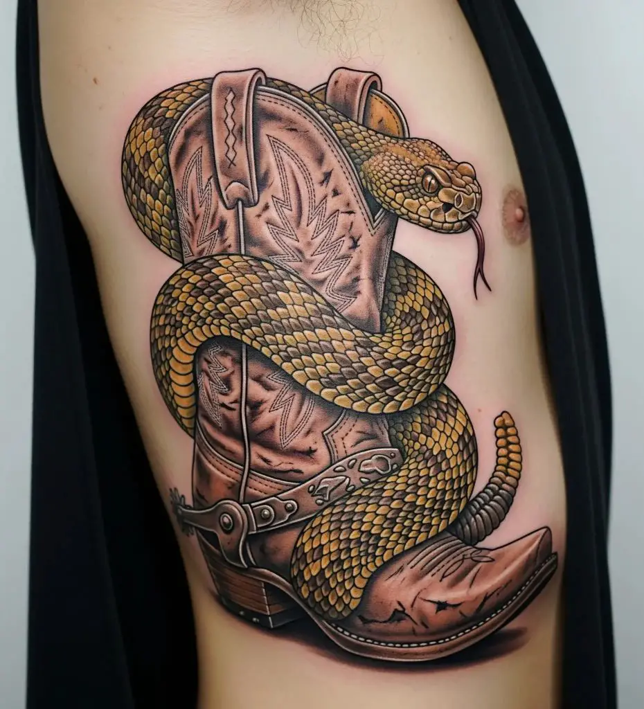 Cowboy Boot with Snake