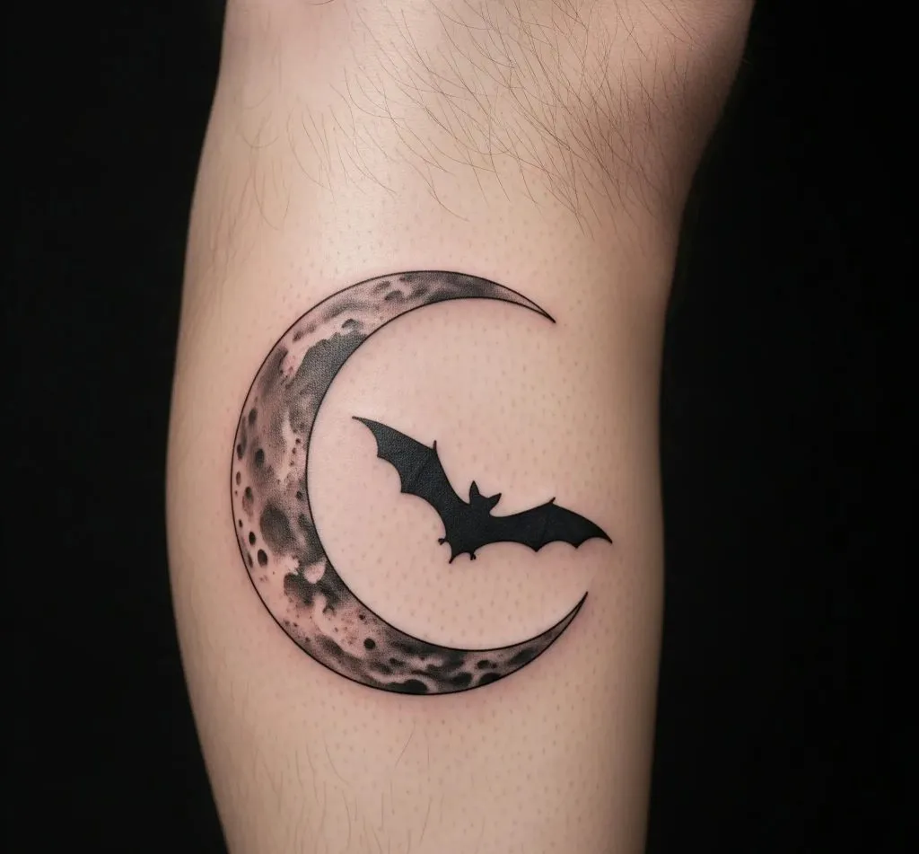 Crescent Moon and Bat