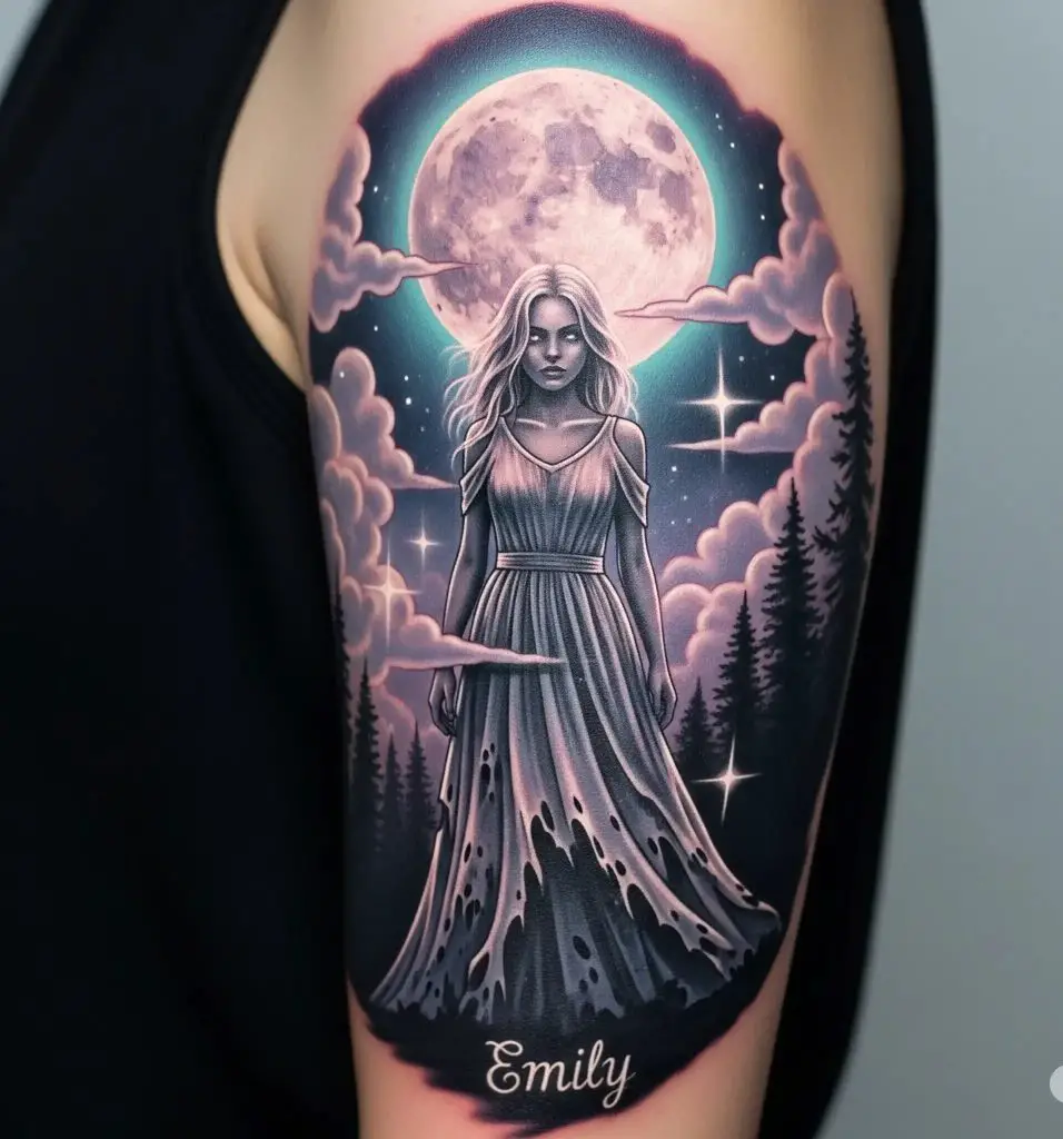 Emily Standing in the Moonlight