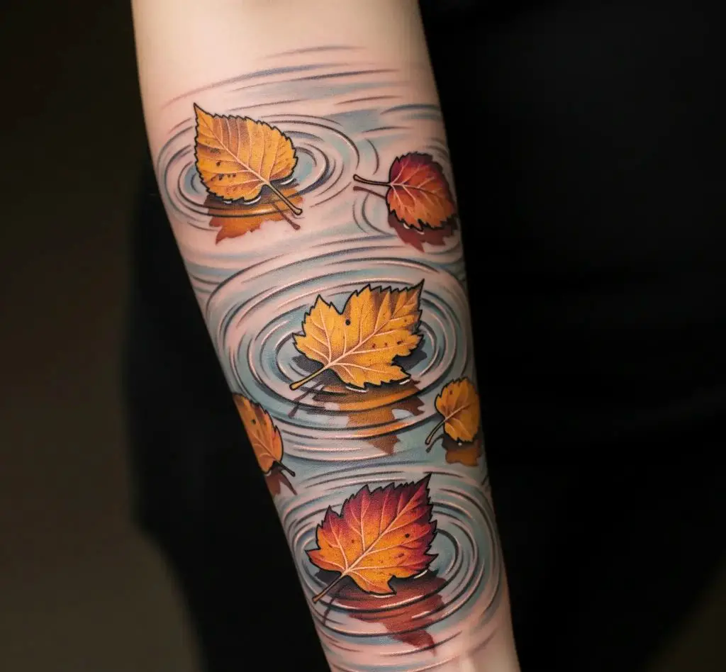Floating Leaves Over Water