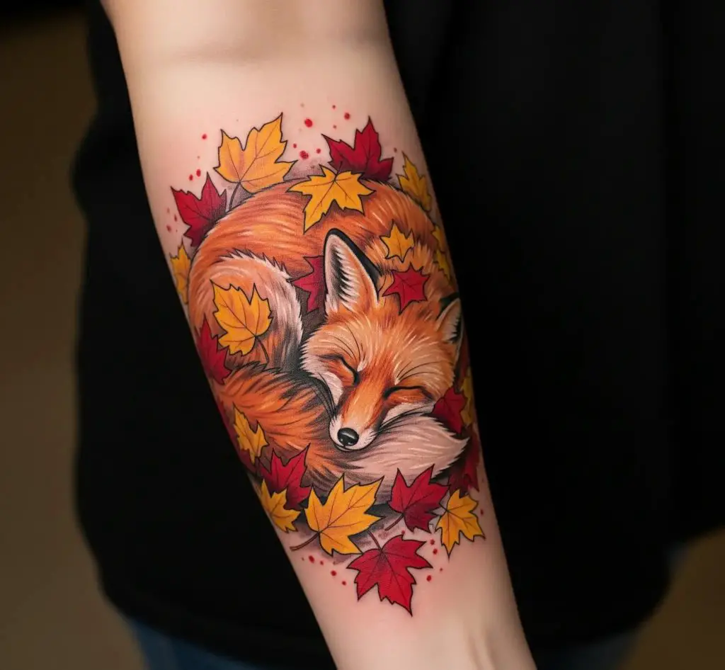 Fox in Autumn Leaves
