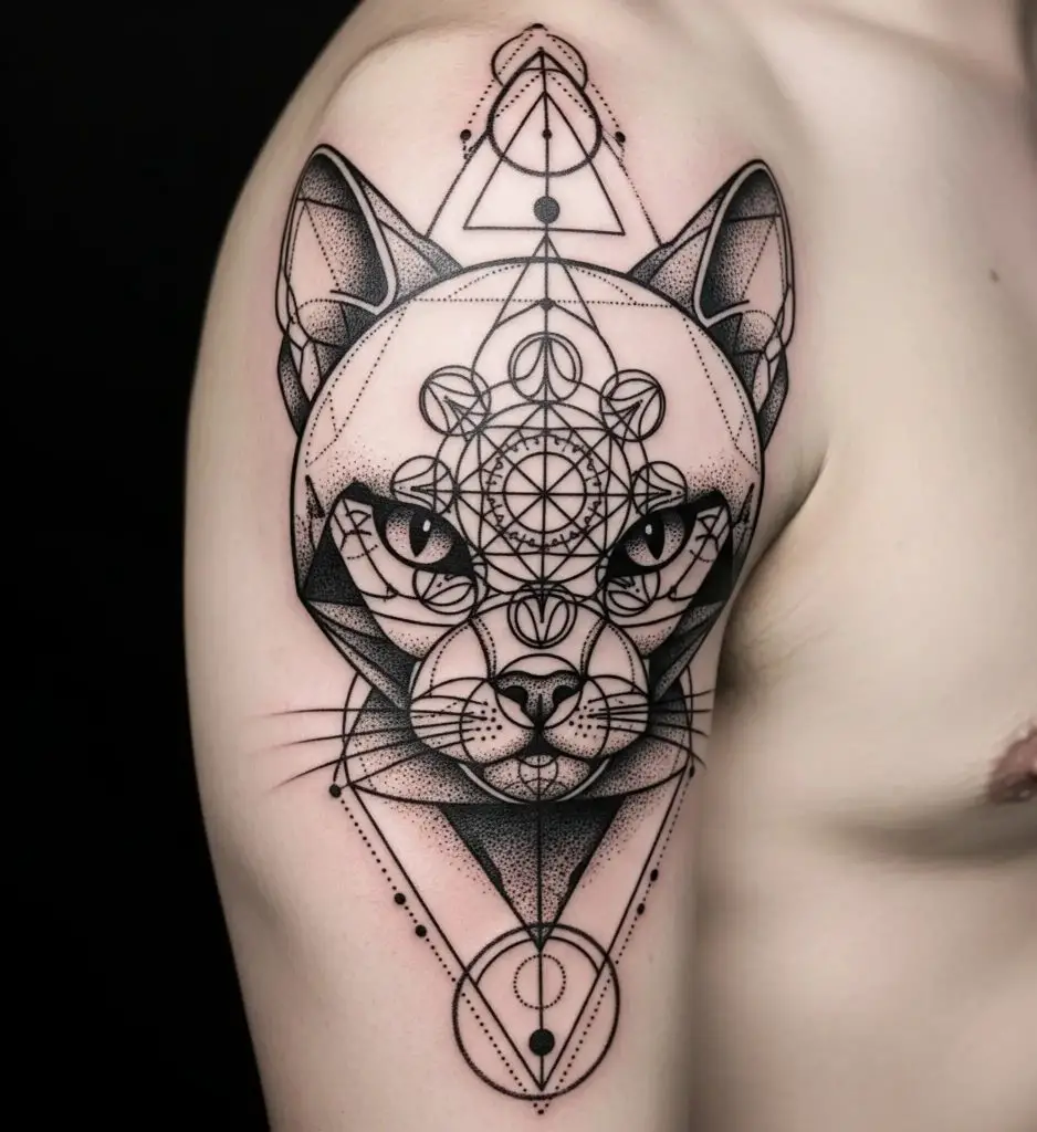 Geometric Black Cat Design