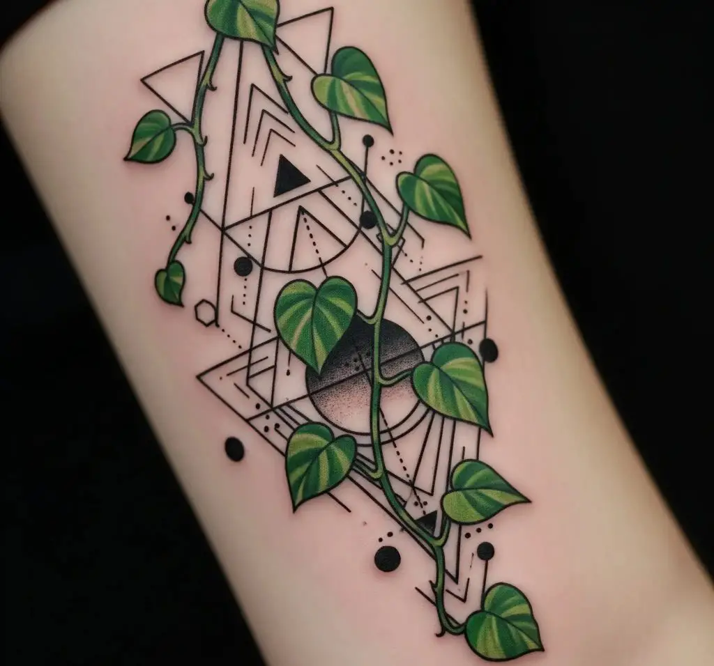 Geometric Pothos Tattoo