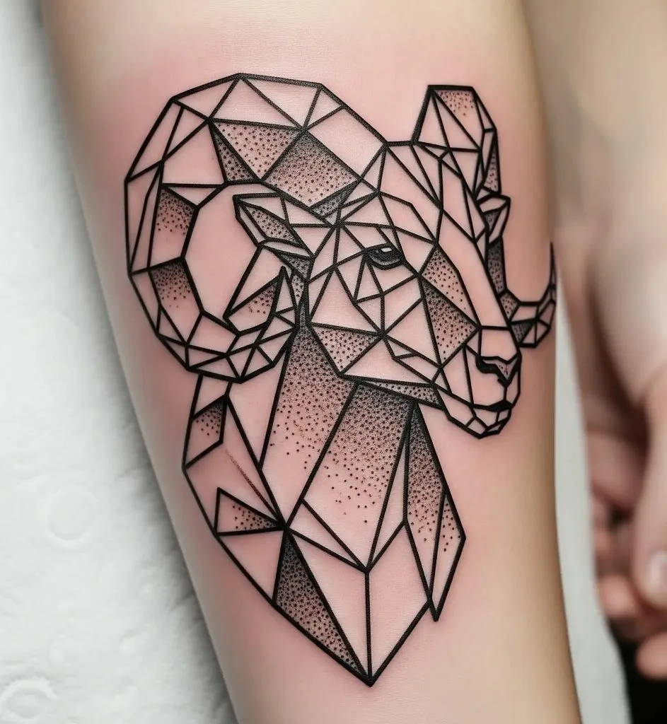 Geometric Ram Tattoo