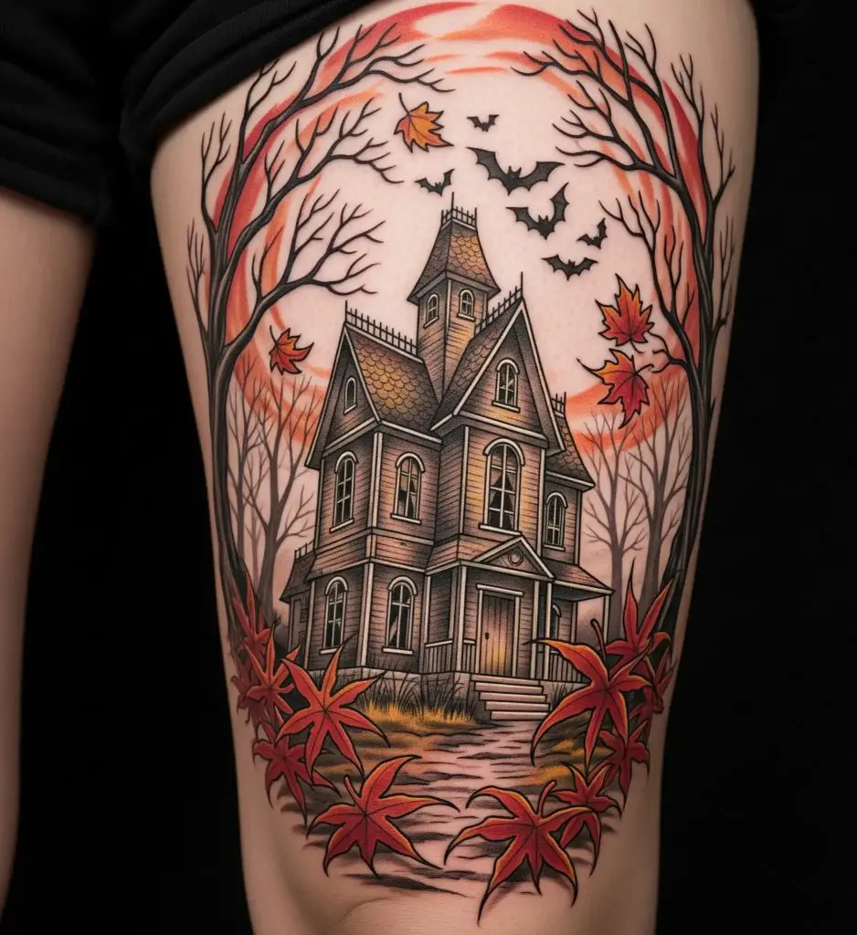 Haunted House in Autumn Forest