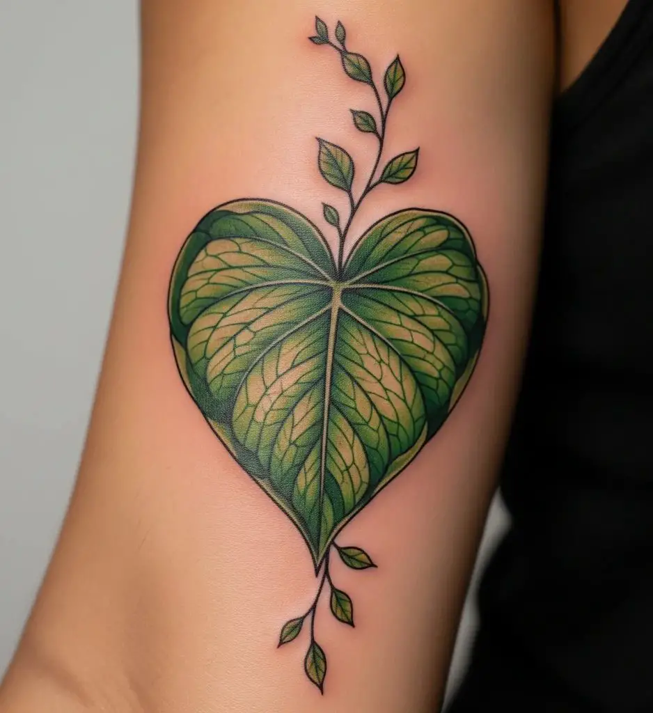 Heart-Shaped Leaf Pothos Tattoo