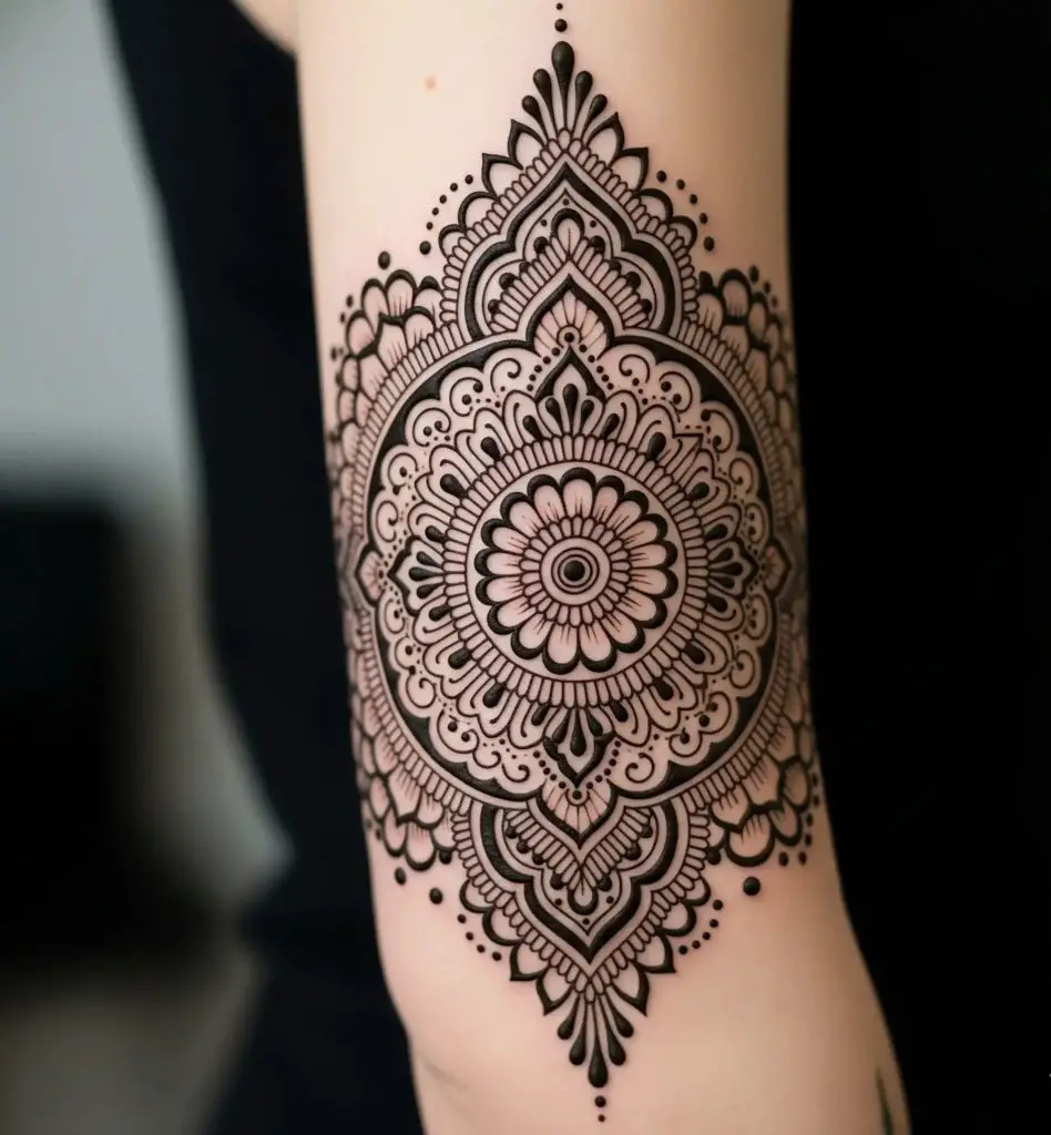 Henna-Inspired Elbow Tattoo