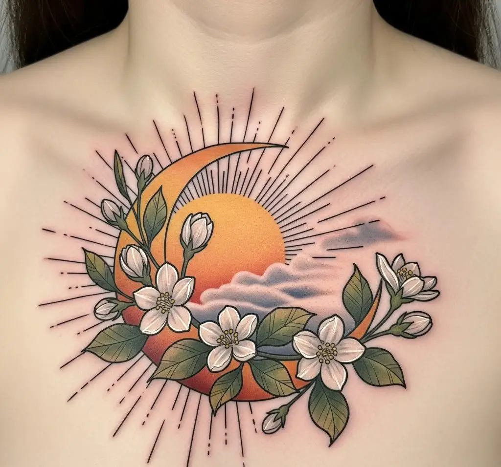 Jasmine with Crescent Sun