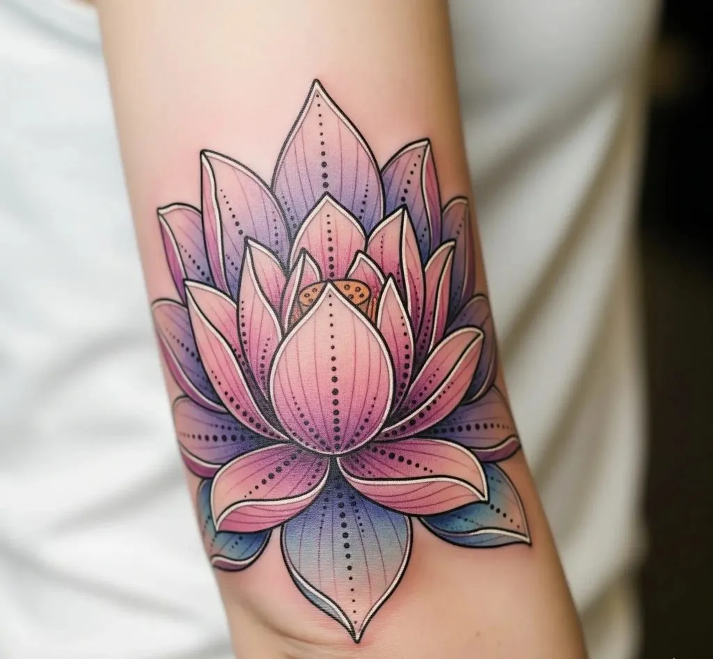 Lotus Elbow Tattoo