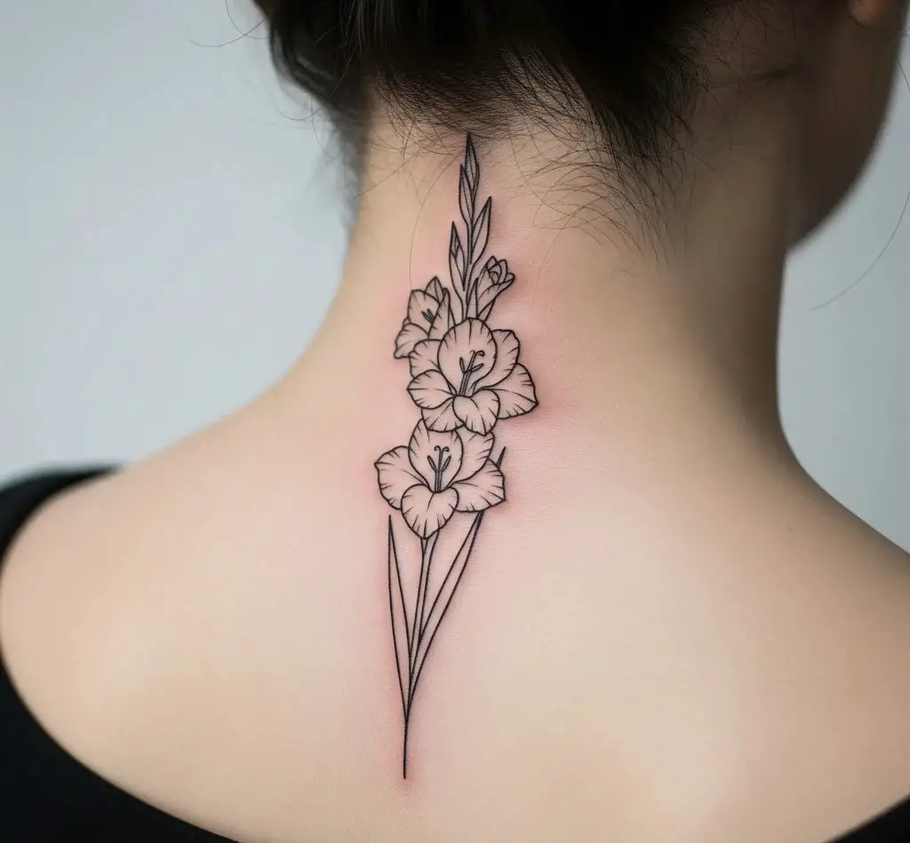 Minimalist Line Art Gladiolus