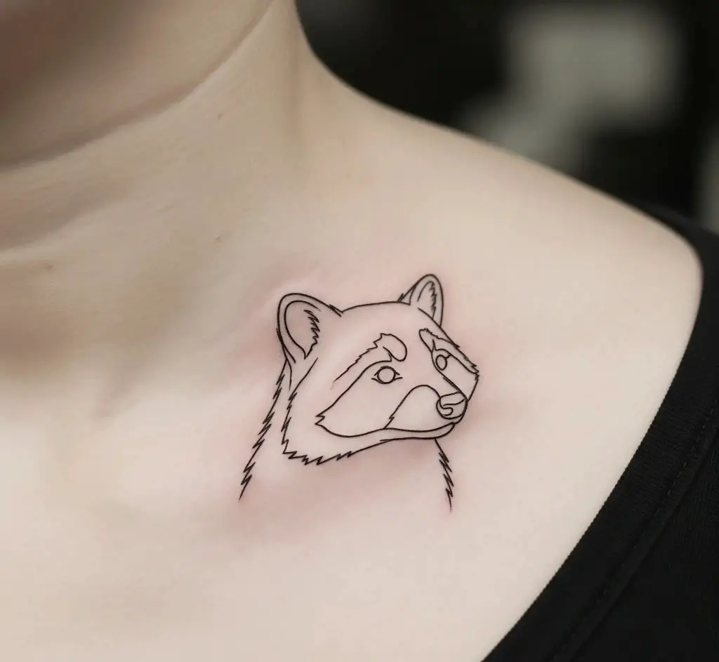 Minimalist Raccoon Outline