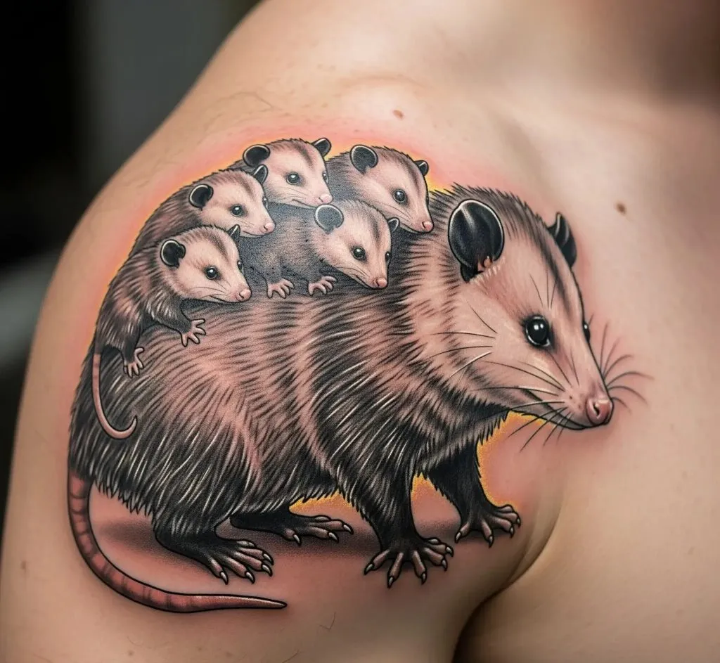 Mother Opossum with Babies