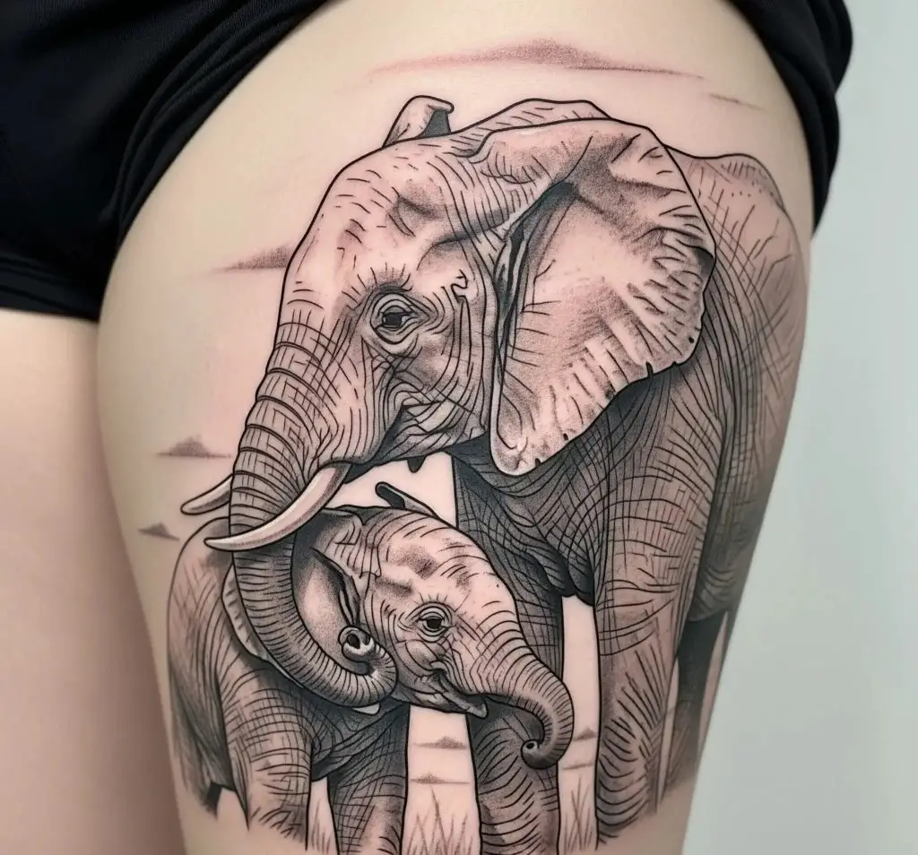 Mother and Daughter Animal Tattoo