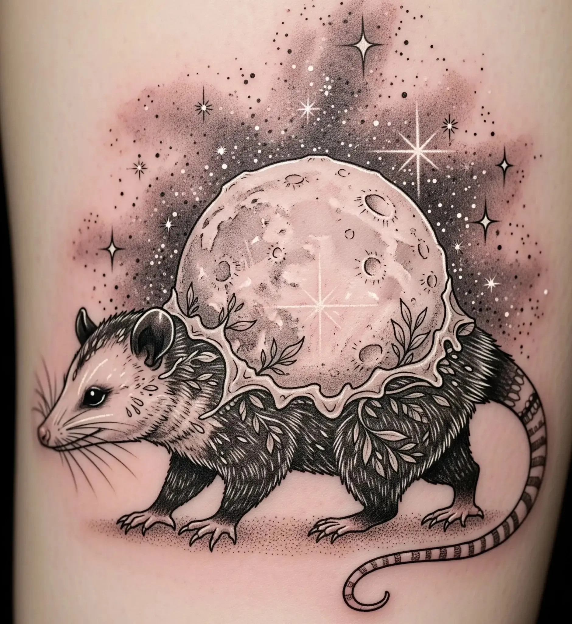 Opossum and Night Sky