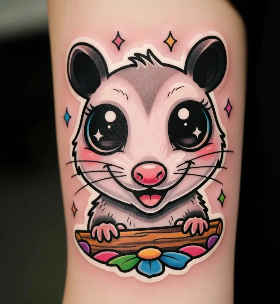 Playful Cartoon Opossum