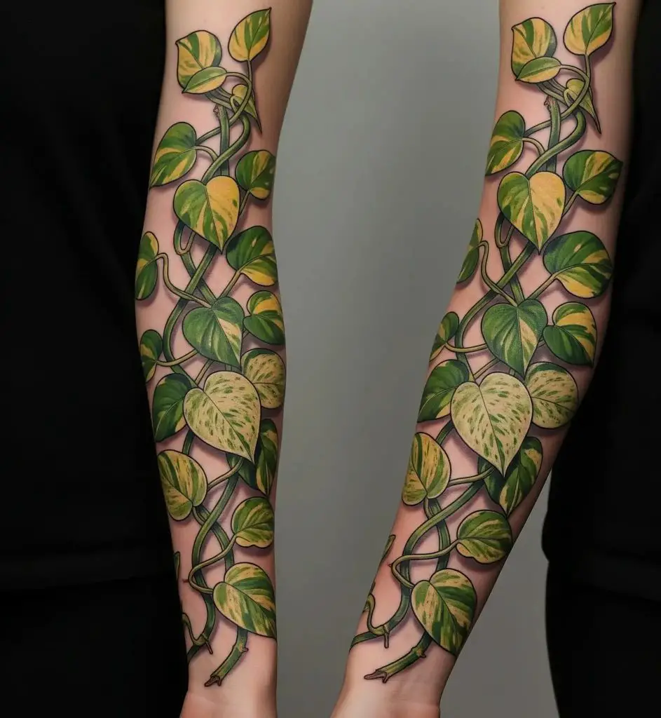 Pothos Sleeve Tattoo