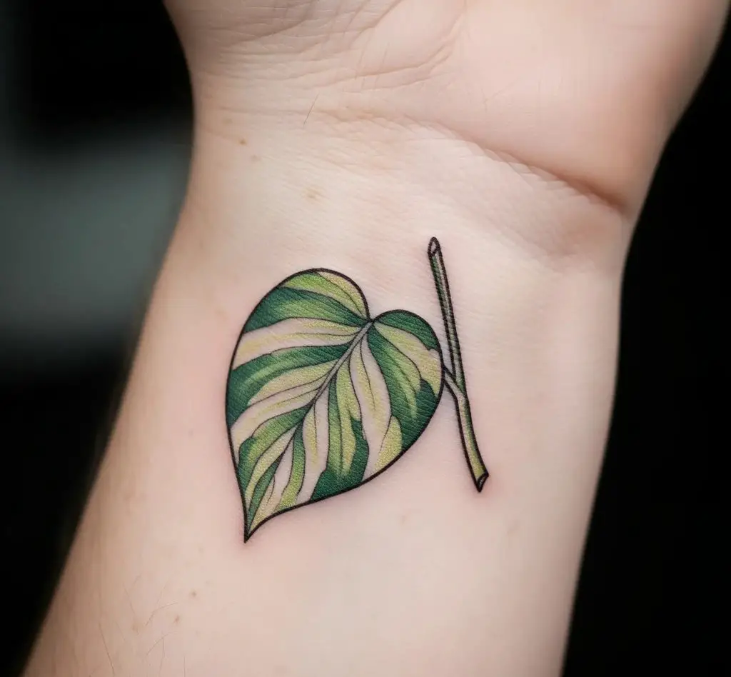 Tiny Pothos Leaf Tattoo