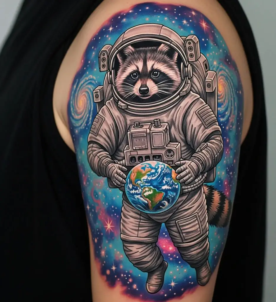 Raccoon in Astronaut Suit