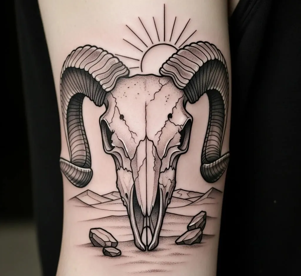 Ram Skull Tattoo
