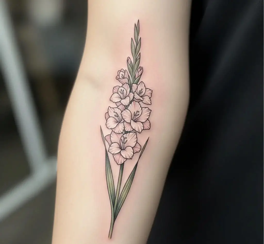 Single Gladiolus Stem Tattoo
