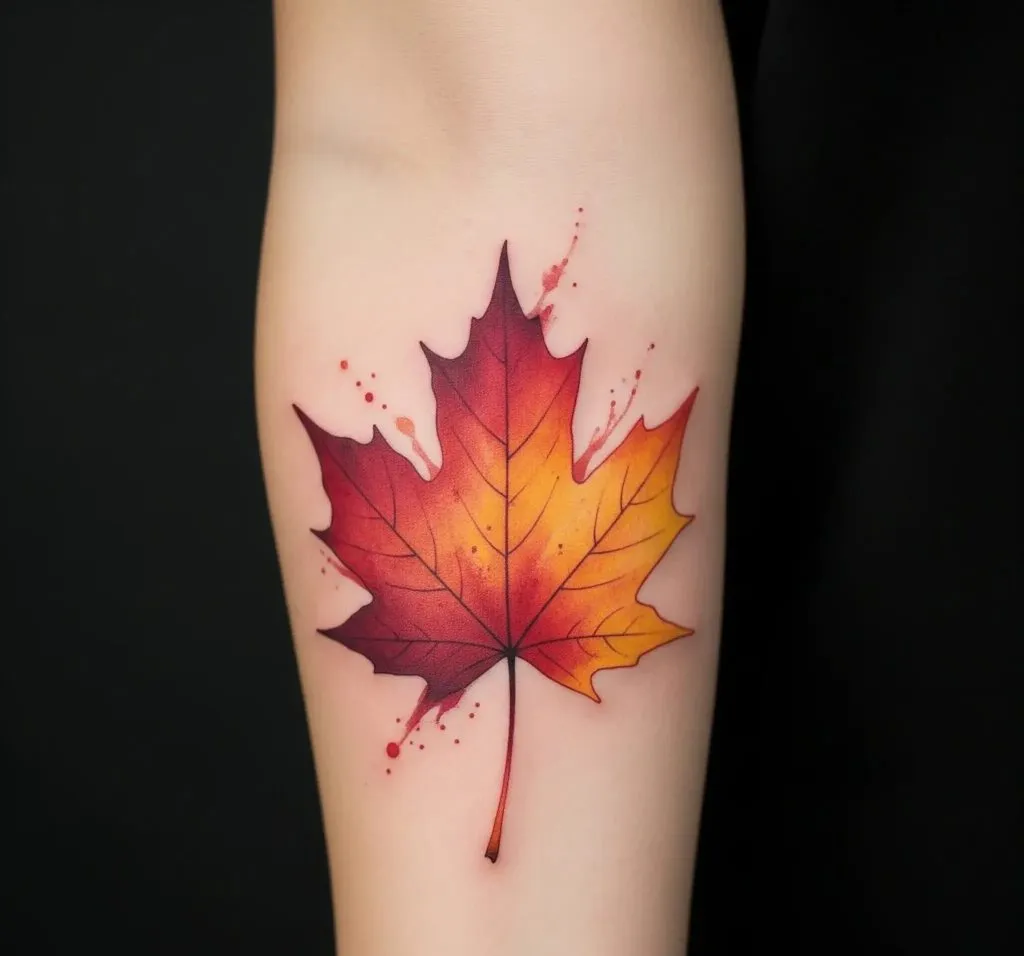 Single Watercolor Maple Leaf