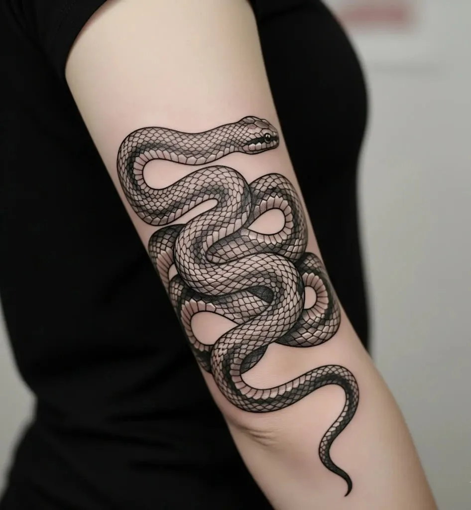 Snake Wrap Elbow Tattoo