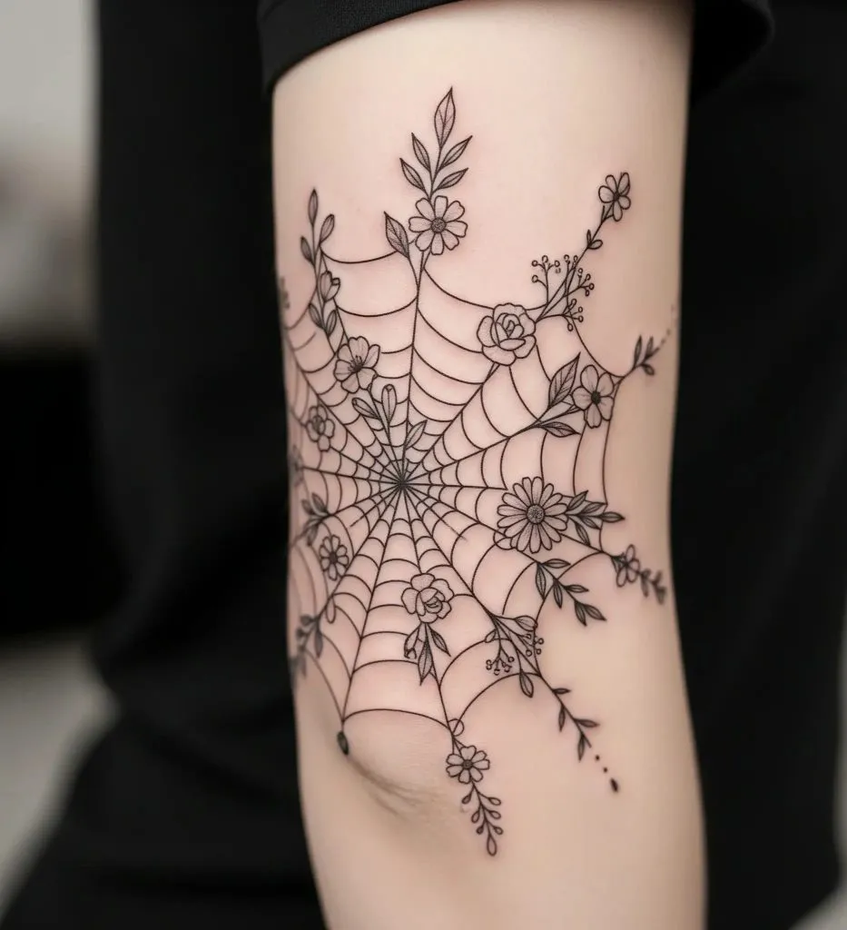 Spiderweb Elbow Tattoo