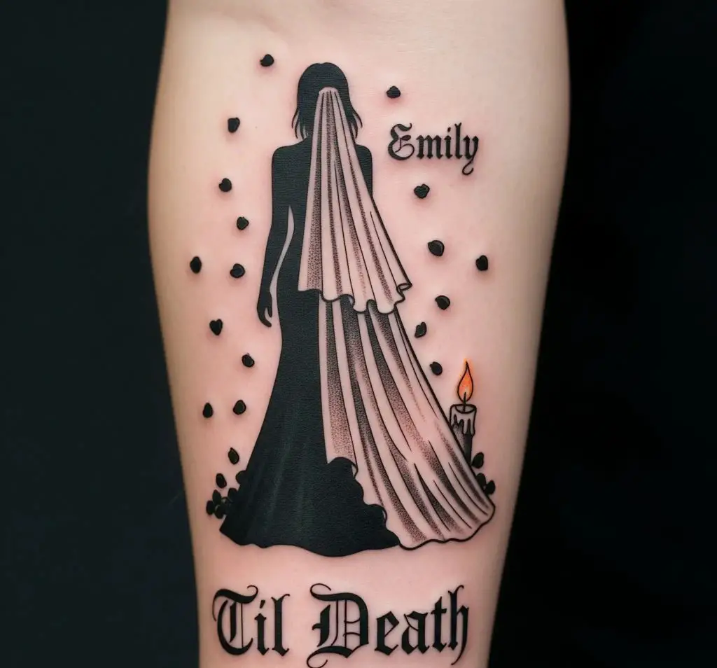 "Til Death" Quote with Emily’s Silhouette