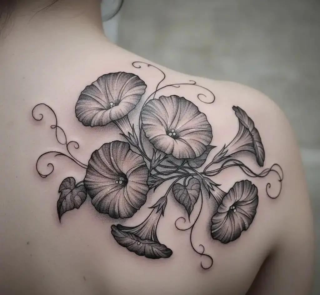 Black and Grey Realistic Morning Glory
