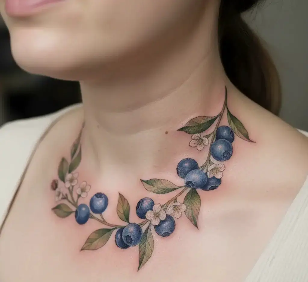Blueberry Branch with Blossoms