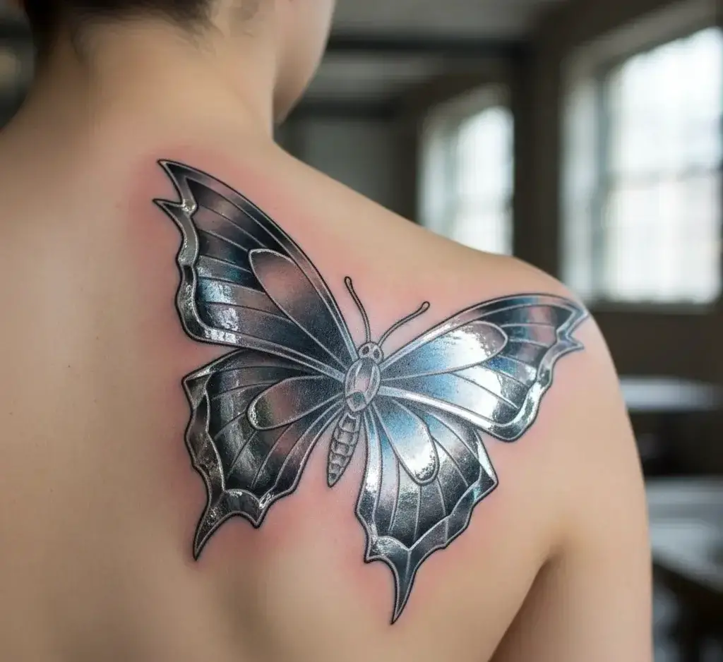 Chrome Butterfly Tattoo
