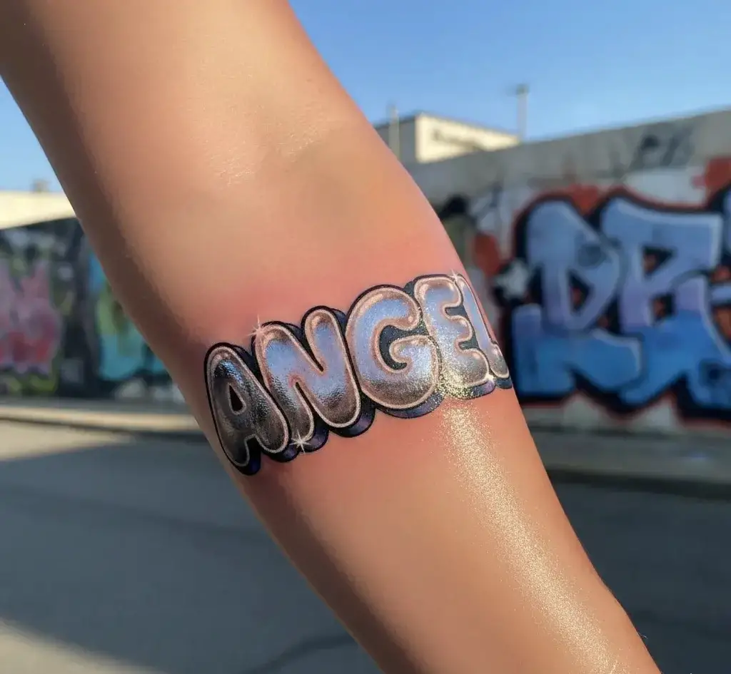 Chrome Text Tattoo