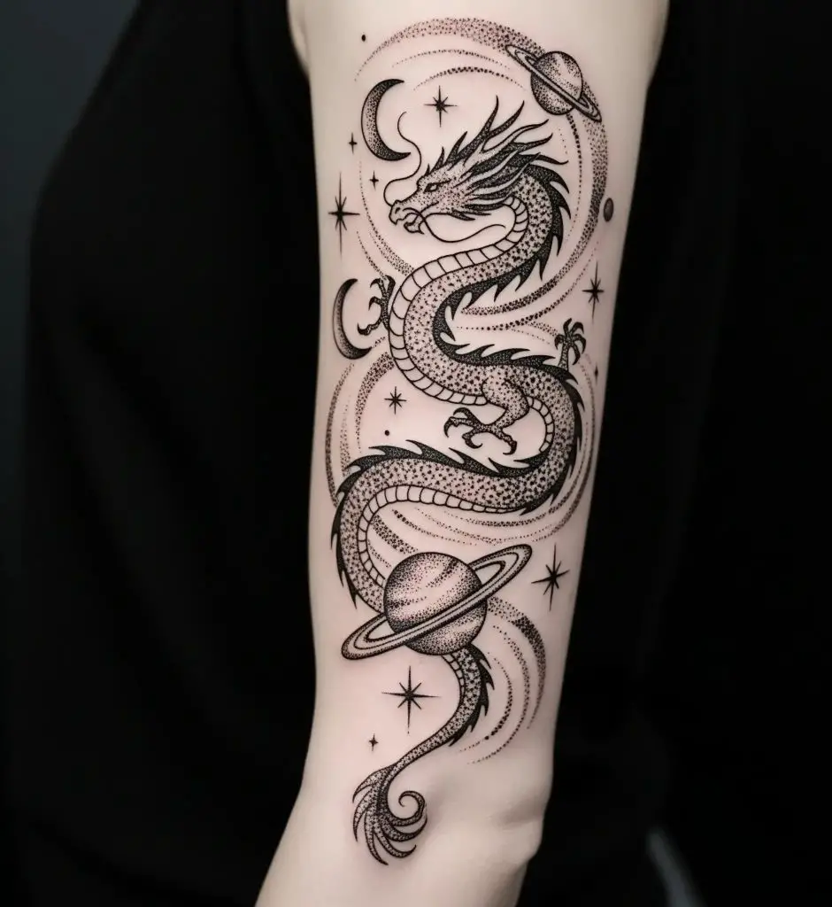 Dotwork Celestial Dragon