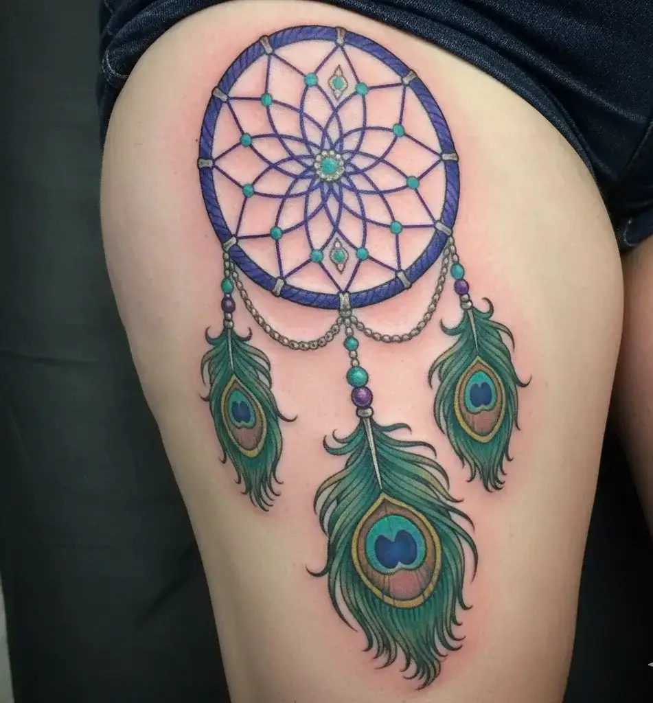 Dreamcatcher with Peacock Feather Charms