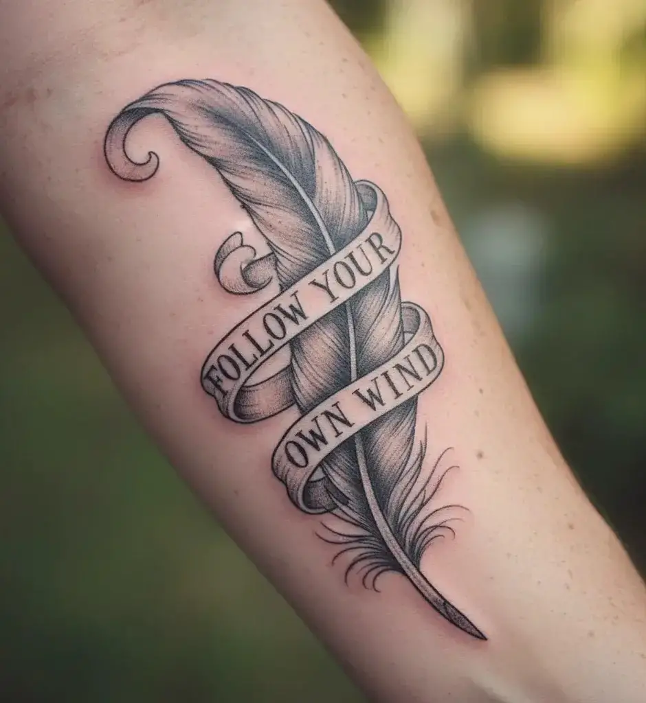 Feather with Quote Banner