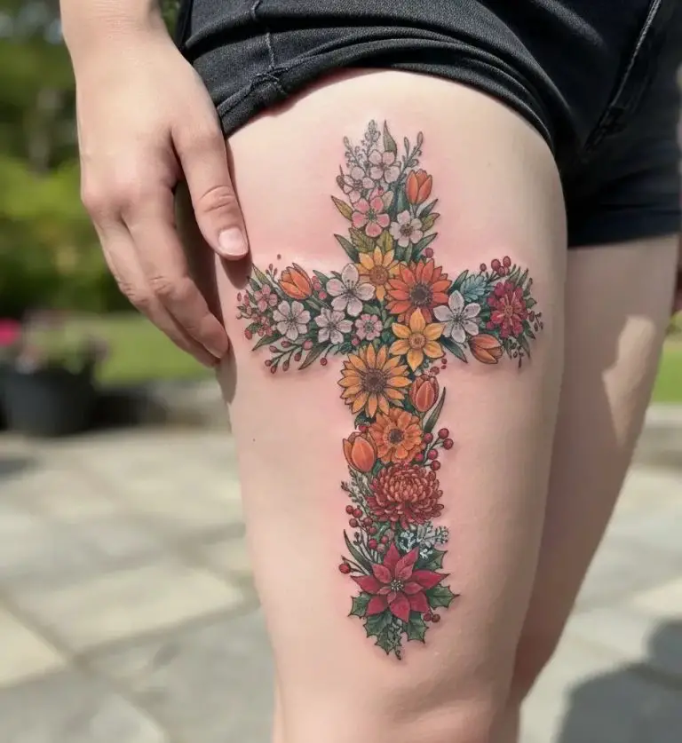 Flower Cross Tattoo