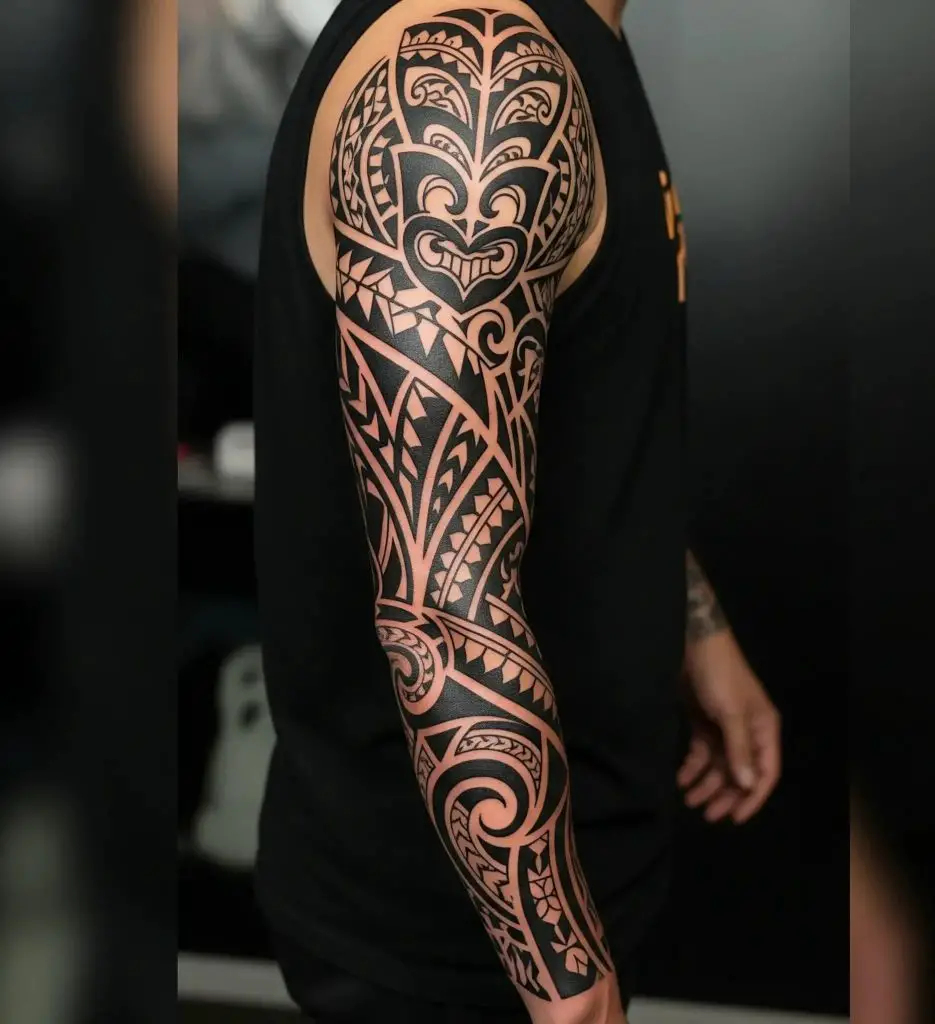 Full Sleeve Tribal Tattoo