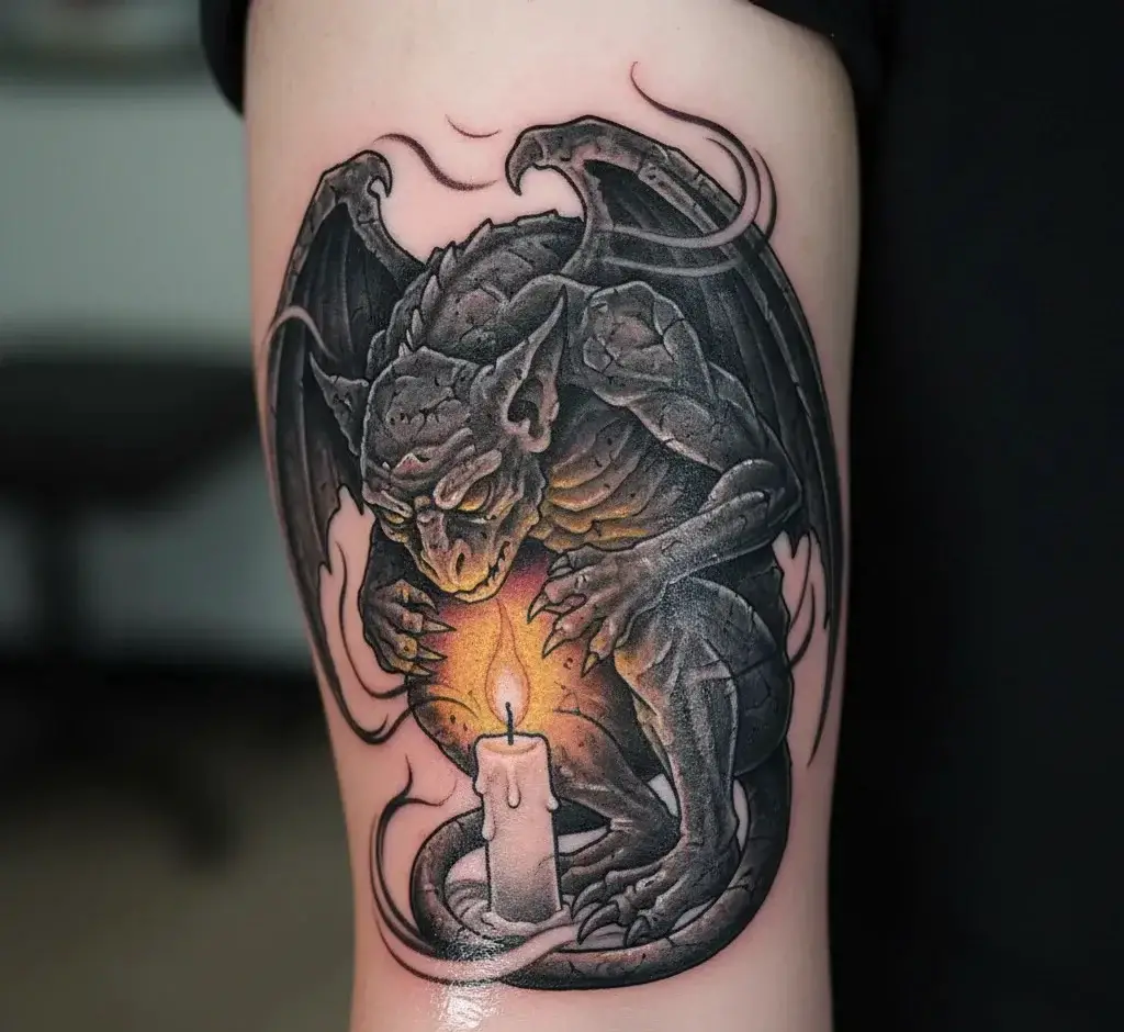 Gargoyle Protecting a Candle Flame