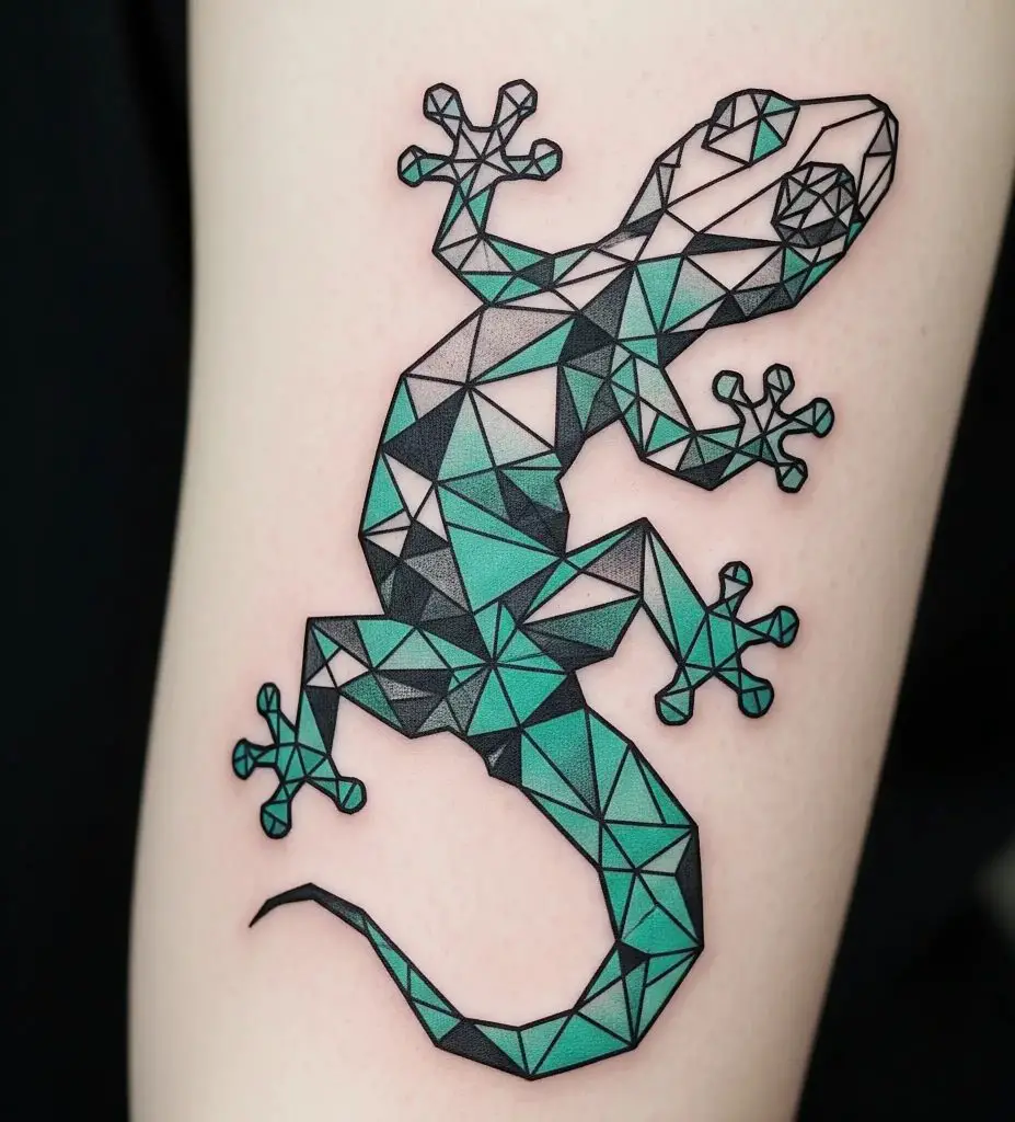 Geometric Gecko Tattoo