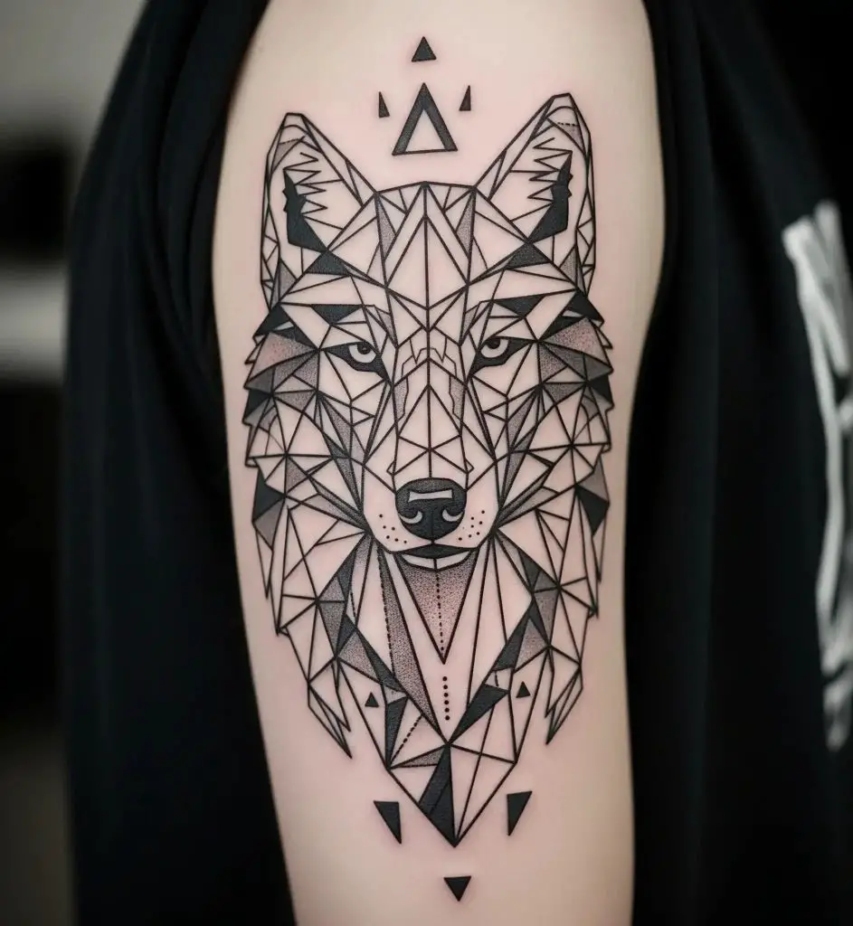 Geometric Wolf Tattoo