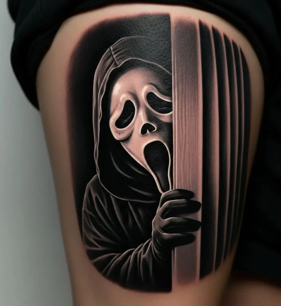 Ghostface Behind Curtains or a Door
