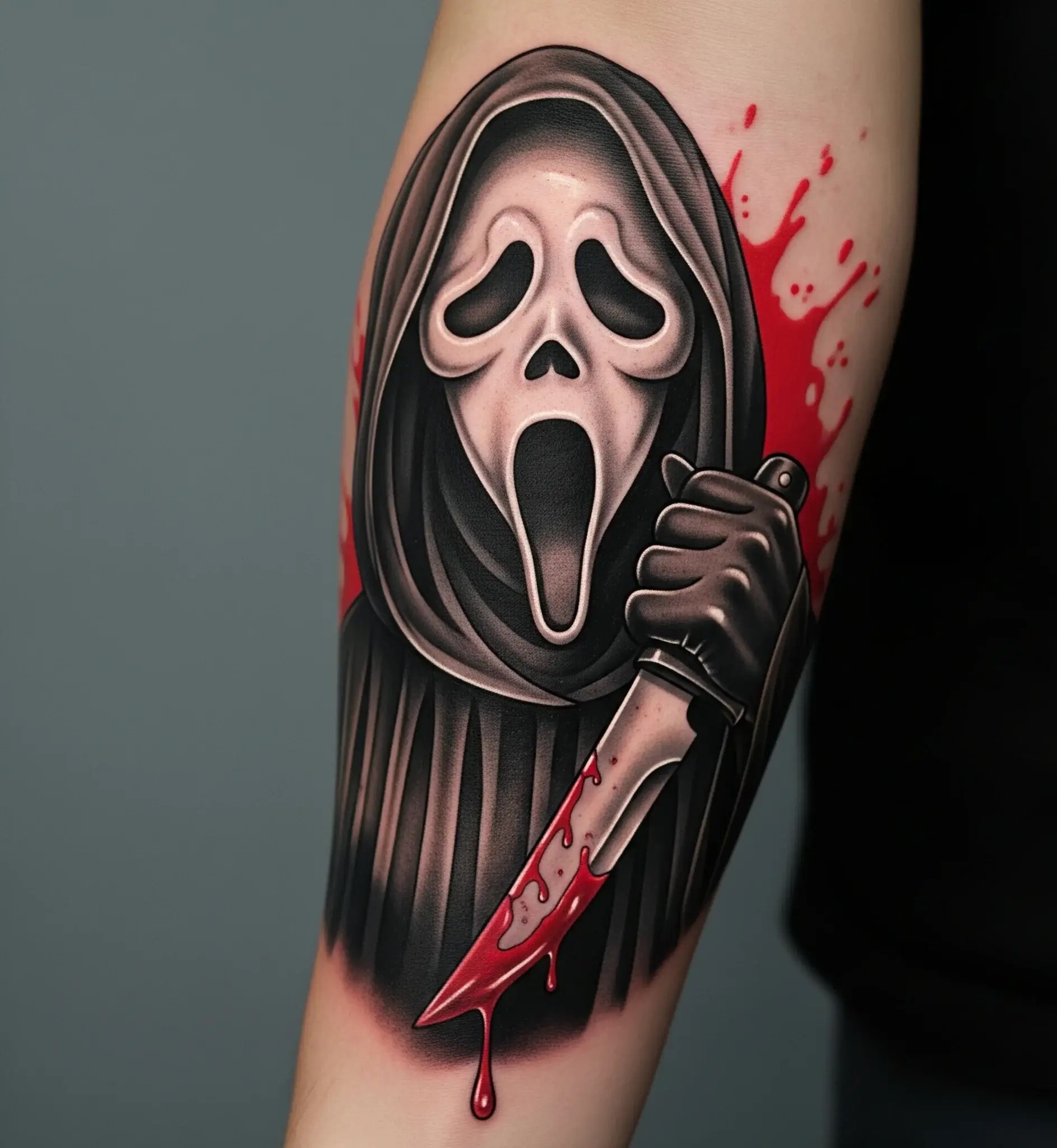 Ghostface Holding a Bloody Knife