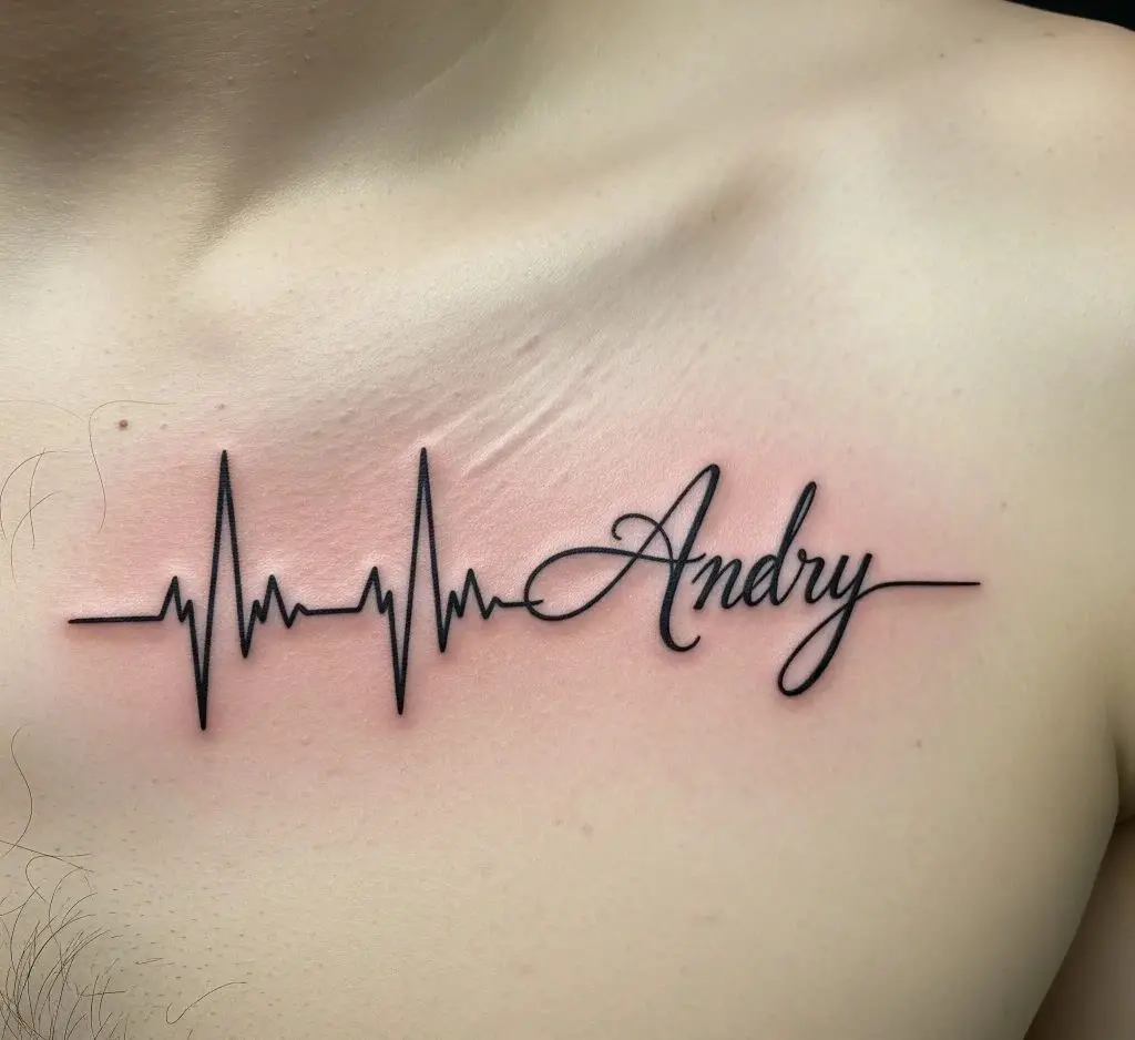 Heartbeat Line with a Name