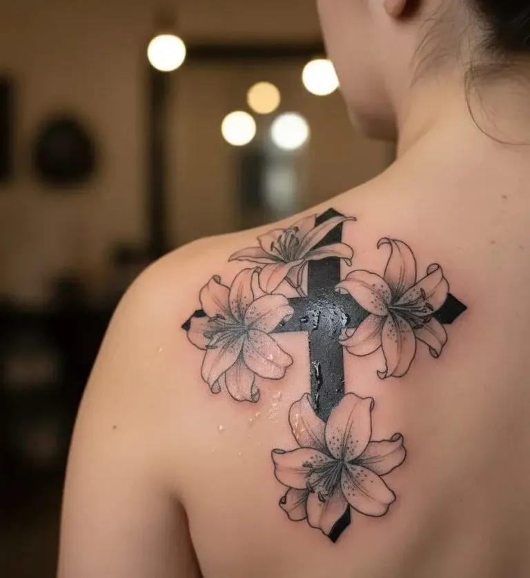 17 Stunning Flower Cross Tattoo Designs Full Of Meaning