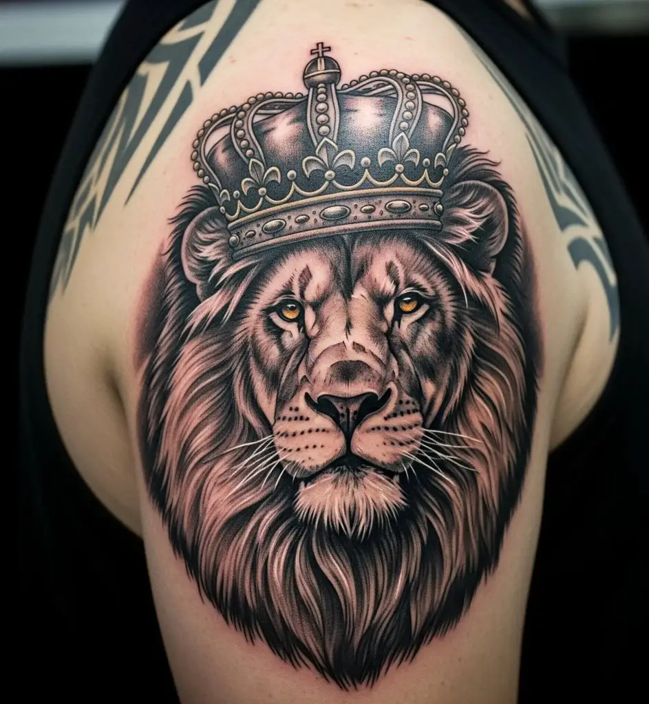 Lion with Crown Tattoo